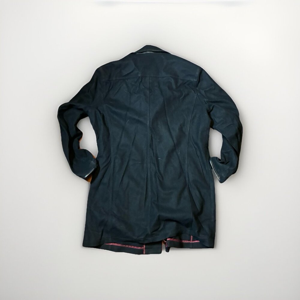 John Varvatos Mens Sz 2X Black Wool Cashmere Long Pea Coat Style Full Zip - Picture 2 of 4